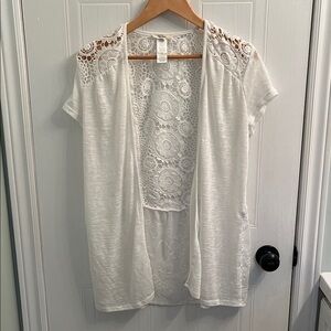 White Lace Open Cardigan